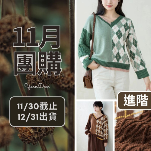 11團購-簡恩菱格V領毛衣